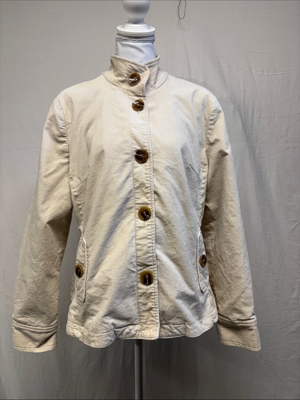 Women's Cream Jacket with Button Front